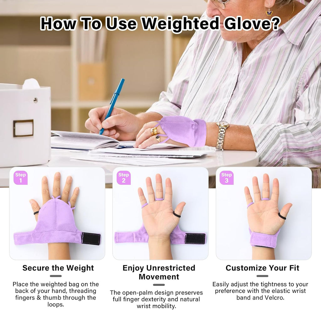 Guantes con Peso HOOMTREE para Temblores de Manos, Estabilidad y Movilidad Mejoradas, Muñeca Ajustable, Herramienta de Fortalecimiento