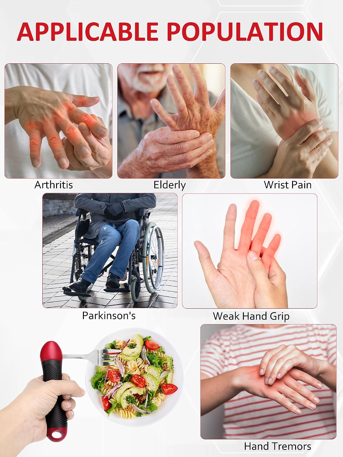 GREENANTS Juego de Cuchara y Tenedor Adaptativos con Peso, Utensilios Giratorios para Comer, Ayuda para Temblores, Artritis, Parkinson, Agarre Débil
